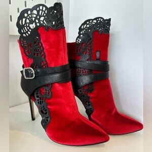 Angelei Red Velvet Booties